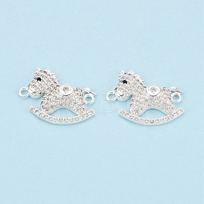 Brass Micro Pave Clear and Black Cubic Zirconia Connector Charms KK-N288-14S-1