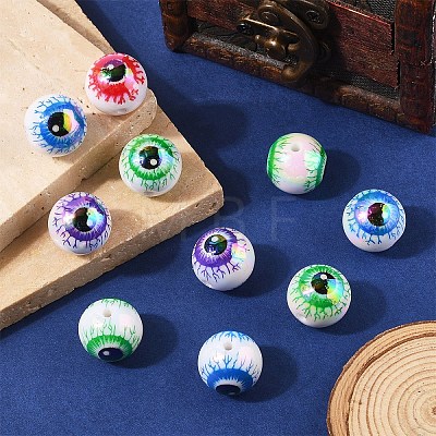 10Pcs Printed Acrylic Beads OACR-YW0005-02-1
