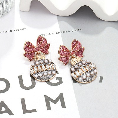 Zinc Alloy & Rhinestone Dangle Stud Earrings FS-WG792C8-02-1