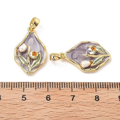 Brass Enamel Pendants KK-B129-25G-02-1