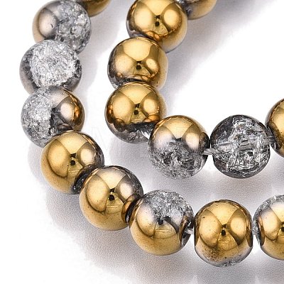 Electroplated Crackle Glass Beads Strands X-EGLA-N014-8mm-04-1