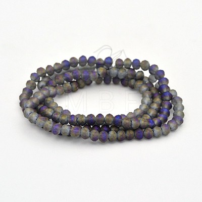 Full Rainbow Plated Faceted Rondelle Glass Beads Strands EGLA-J054-3x2mm-FR02-1