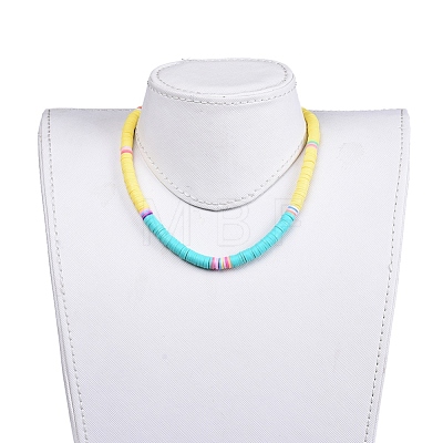 Handmade Polymer Clay Heishi Beaded Choker Necklaces NJEW-JN02722-1