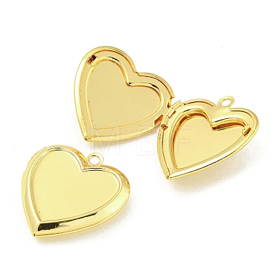 Rack Plating Heart Brass Locket Pendants KK-T071-11G-1