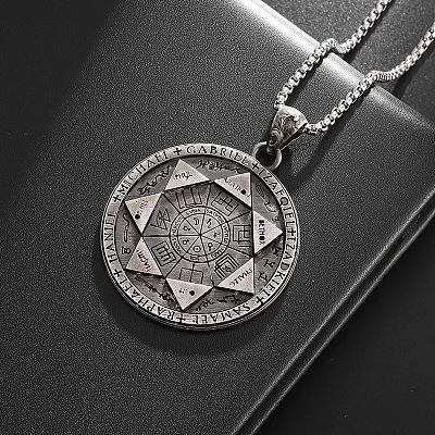 Alloy Gothic Seven Archangels Seal Magic Circle Pendant Necklaces for Men WG0D1B4-01-1