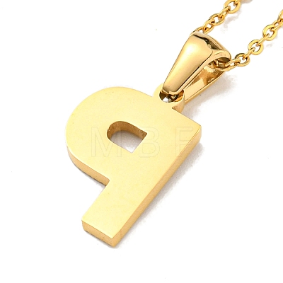 Ion Plating(IP) Initial Letter 304 Stainless Steel Pendant Necklaces NJEW-M199-01G-P-1