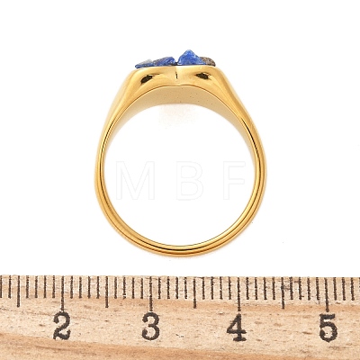 Heart Natural Lapis Lazuli Finger Rings RJEW-D303-01G-03-1