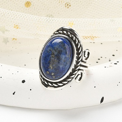 Natural Lapis Lazuli Adjustable Rings RJEW-I108-01AS-10-1