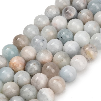 Natural Aquamarine Beads Strands GG-CBA1CAF-A02-10mm-1