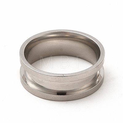 201 Stainless Steel Grooved Finger Ring Settings STAS-P323-13P-1