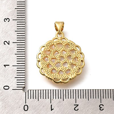 Brass with Natural Shell Carved Pendants KK-Z091-07G-02-1