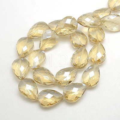 Electroplate Crystal Glass Teardrop Beads Strands X-EGLA-F067B-10-1