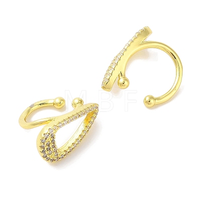 Brass Micro Pave Clear Cubic Zirconia Cuff Earrings for Women EJEW-I305-46G-1
