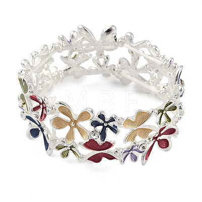 Coloful Alloy Enamel Links Stretch Bangles BJEW-B100-03-1