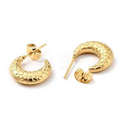 Ion Plating(IP) 304 Stainless Steel Crescent Moon Stud Earrings EJEW-G293-10G-1