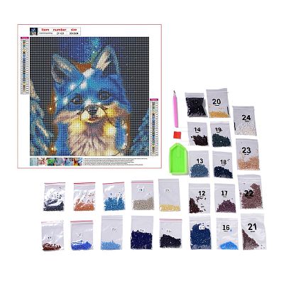 DIY 5D Animals Fox Pattern Canvas Diamond Painting Kits DIY-C021-06-1