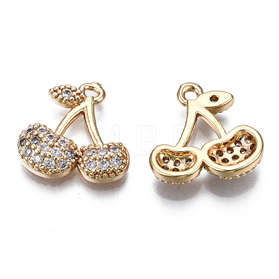 Brass Micro Pave Clear Cubic Zirconia Charms KK-S359-098-RS-1
