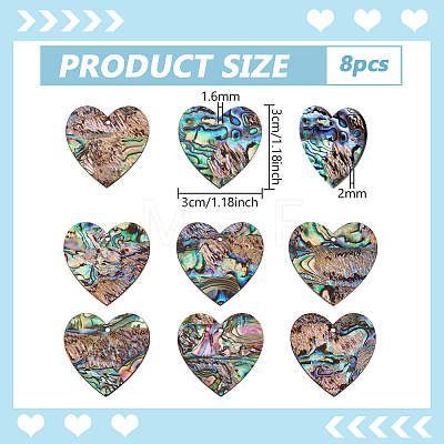 8Pcs Natural Paua Shell/Abalone Shell Pendants SHEL-BC0001-048A-1