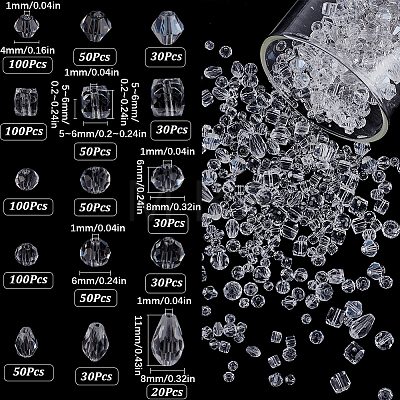 820Pcs Transaparent Glass Beads Strands GLAA-SP0001-40-1