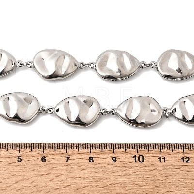 316L Surgical Stainless Steel Textured Flat Teardrop Link Chain Necklaces NJEW-D297-03P-1