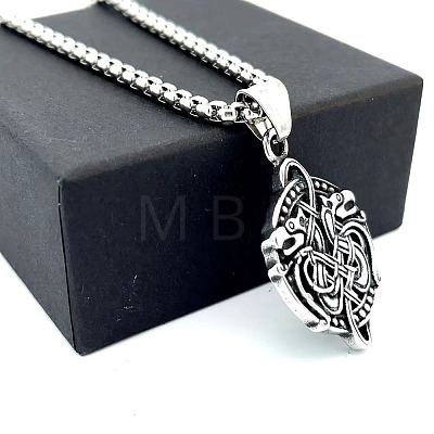 304 Stainless Steel Nordic Viking Dragon Pendant Necklaces for Men Women QO1478-1