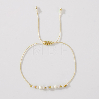 Natural White Jade & Brass Beads Braided Bead Bracelets for Women HH4245-4-1