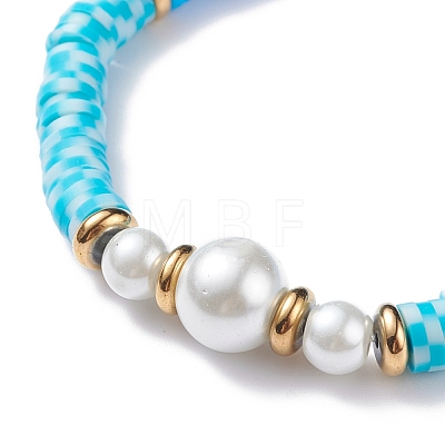 Handmade Polymer Clay Heishi Beads Stretch Bracelet BJEW-JB07453-1