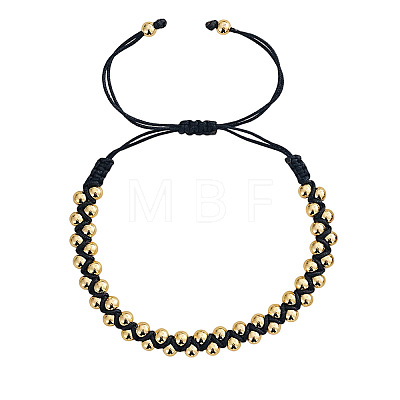 Brass Round Beads Braided Bead Bracelets DX6223-1-1