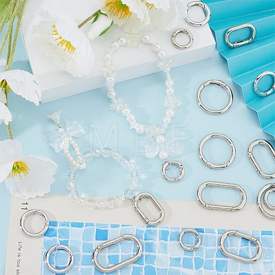 24Pcs 6 Styles Zinc Alloy Spring Gate Rings FIND-SP0001-11-1