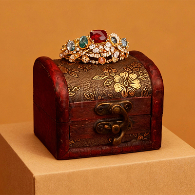 Retro Wooden Jewelry Storage Treasure Chest with Latch Clasps for Trinkets CON-CL0001-12-1