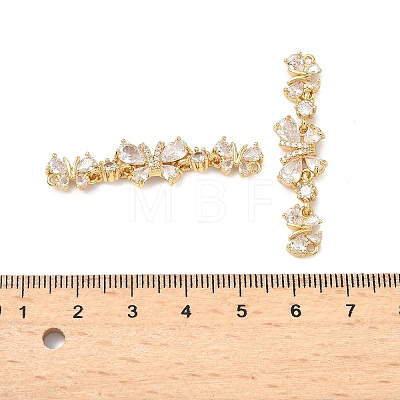 Brass Pave Clear Cubic Zirconia Connector Charms KK-Z139-12G-01-1