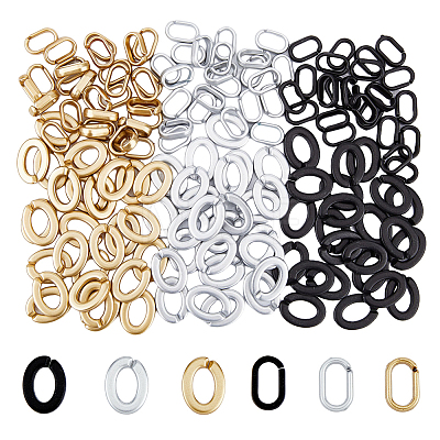 240Pcs 6 Style Opaque Spray Painted Acrylic Linking Rings OACR-FH0001-037-1