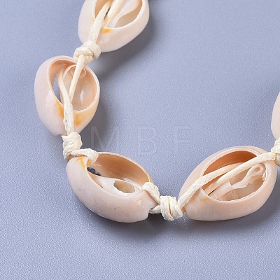 Adjustable Cowrie Shell Beaded Necklace and Bracelets Jewelry Sets SJEW-JS01019-1