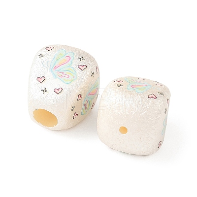Printed Opaque Acrylic Beads OACR-B054-01P-1