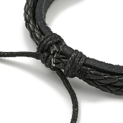 PU Imitation Leather Cord Triple Layer Multi-strand Bracelets BJEW-P329-05A-EB-1