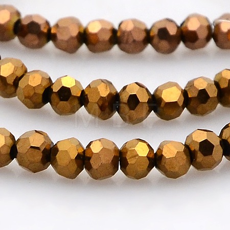 Full Plated Glass Faceted Round Spacer Beads Strands GLAA-A027-3mm-FP07-1