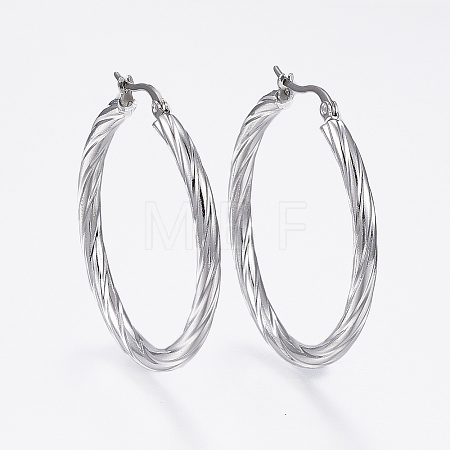 Non-Tarnish 304 Stainless Steel Hoop Earrings X-EJEW-H322-17P-1