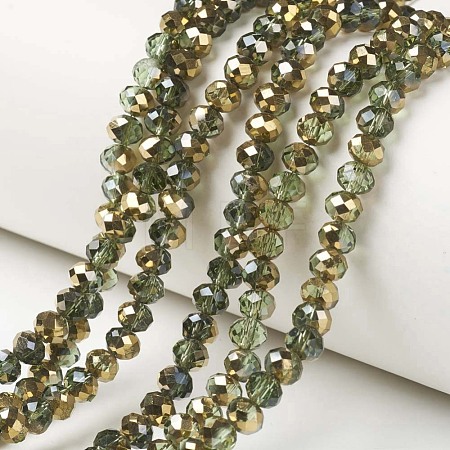Electroplate Transparent Glass Beads Strands EGLA-A034-T6mm-O09-1