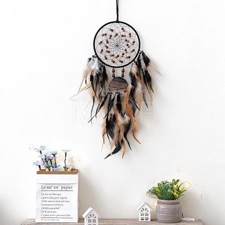 Iron Woven Web/Net with Feather Hanging Ornaments PW-WG7966A-01-1