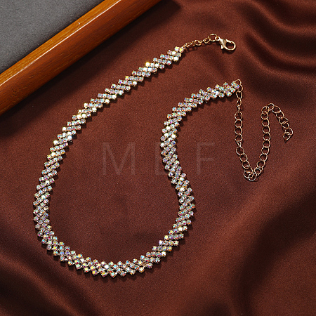 Elegant Rhinestone Cup Chains Collar Necklace for Women ZR7488-2-1