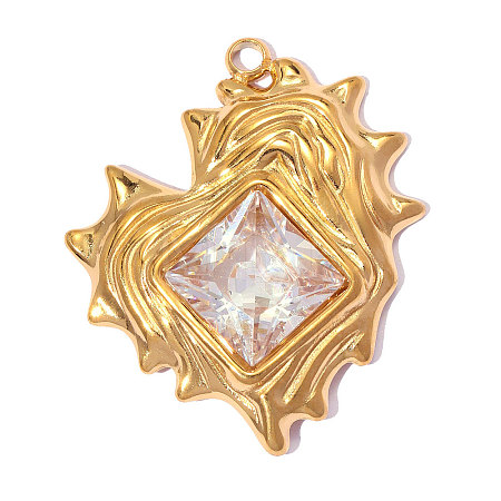 304 Stainless Steel with Crystal Rhinestone Pendants RB-OY001-43G-1