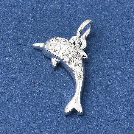 Brass Micro Pave Clear Cubic Zirconia Charms KK-D110-08A-S-1