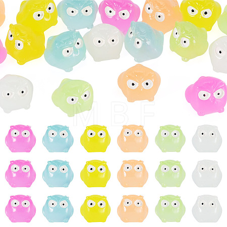 18Pcs 6 Colors Luminous Resin Owl Display Ornaments DJEW-TAD0001-02-1