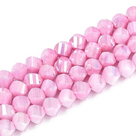 Anti-Tarnish Electroplate Glass Beads Strands GLAA-T025-6mm-14F-1