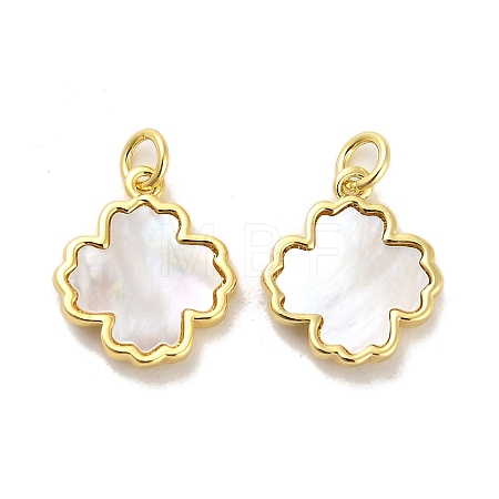Brass Pave Shell Pendants KK-K365-08E-G-1