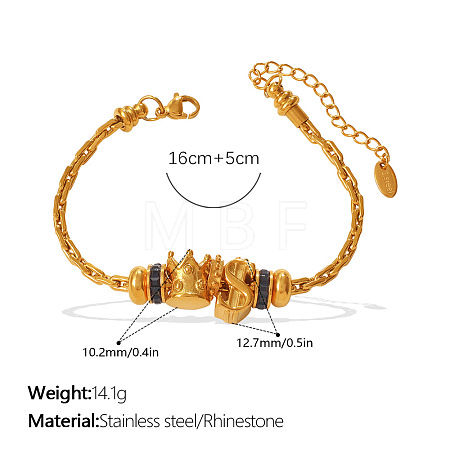 304 Stainless Steel & Cubic Zirconia Link Bracelets WG7FB07-07-1