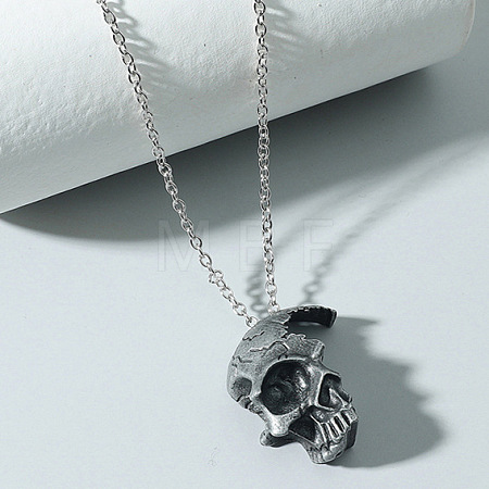 Gothic Broken Half Skull Zinc Alloy Pendant Necklaces for Men FS-WGAA9E3-01-1
