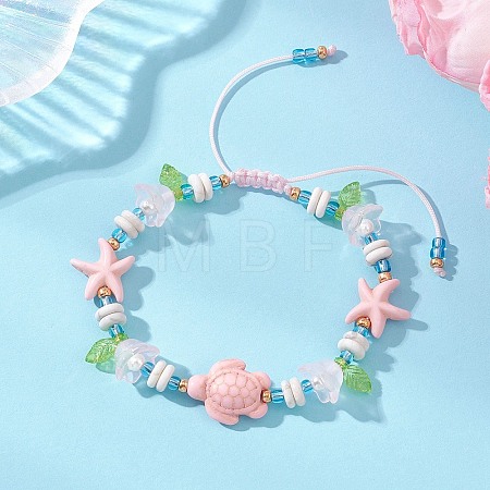 Synthetic Turquoise & Natural Howlite & Imitated Pearl Acrylic Beads Beaided Bead Bracelets BJEW-MZ00343-01-1