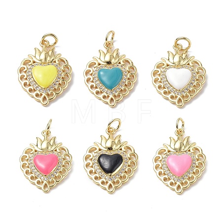 Eco-Friendly Rack Plating Brass Micro Pave Cubic Zirconia Pendants KK-F845-33G-1