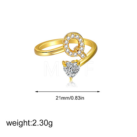 Brass Micro Pave Clear Cubic Zirconia Cuff Open Rings FS-WGF859A-24-1